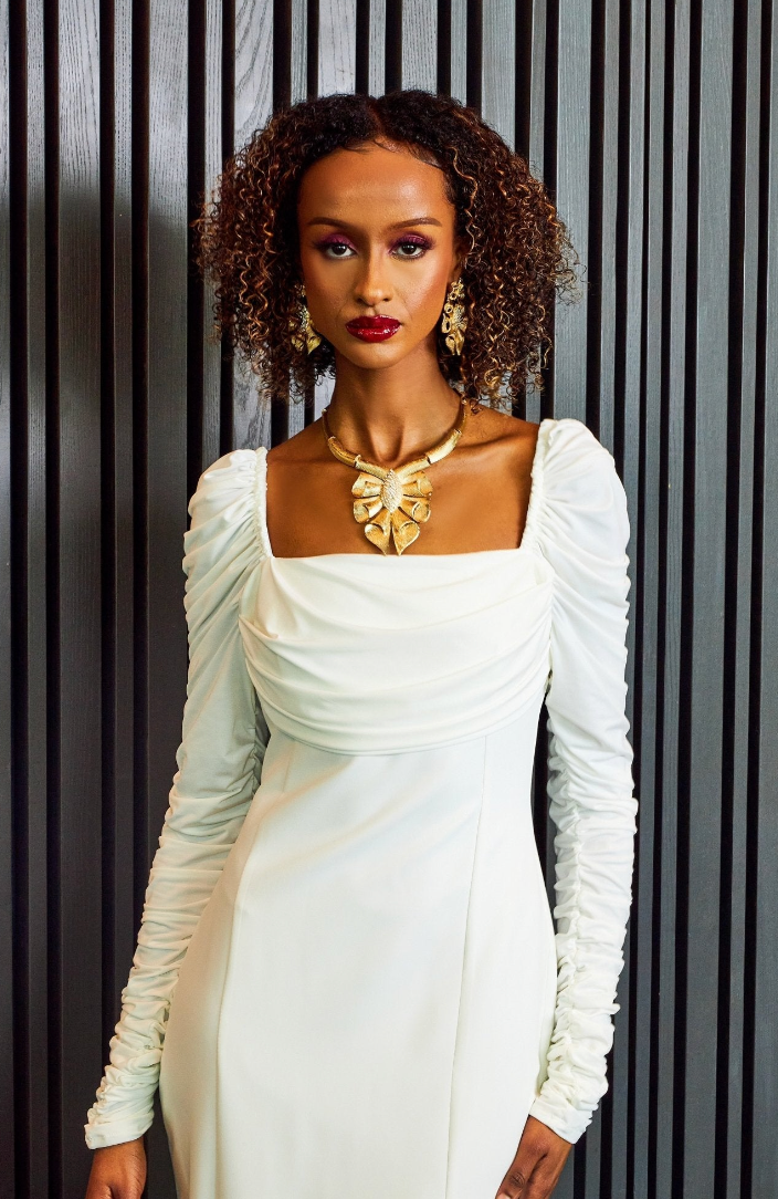 Ruched Sleeves Bodycon Dress