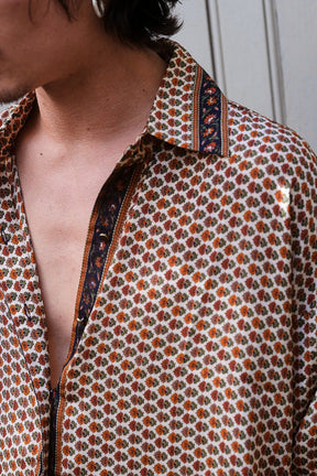 Embossed Botanical Short Sleeve Crepe Shirt