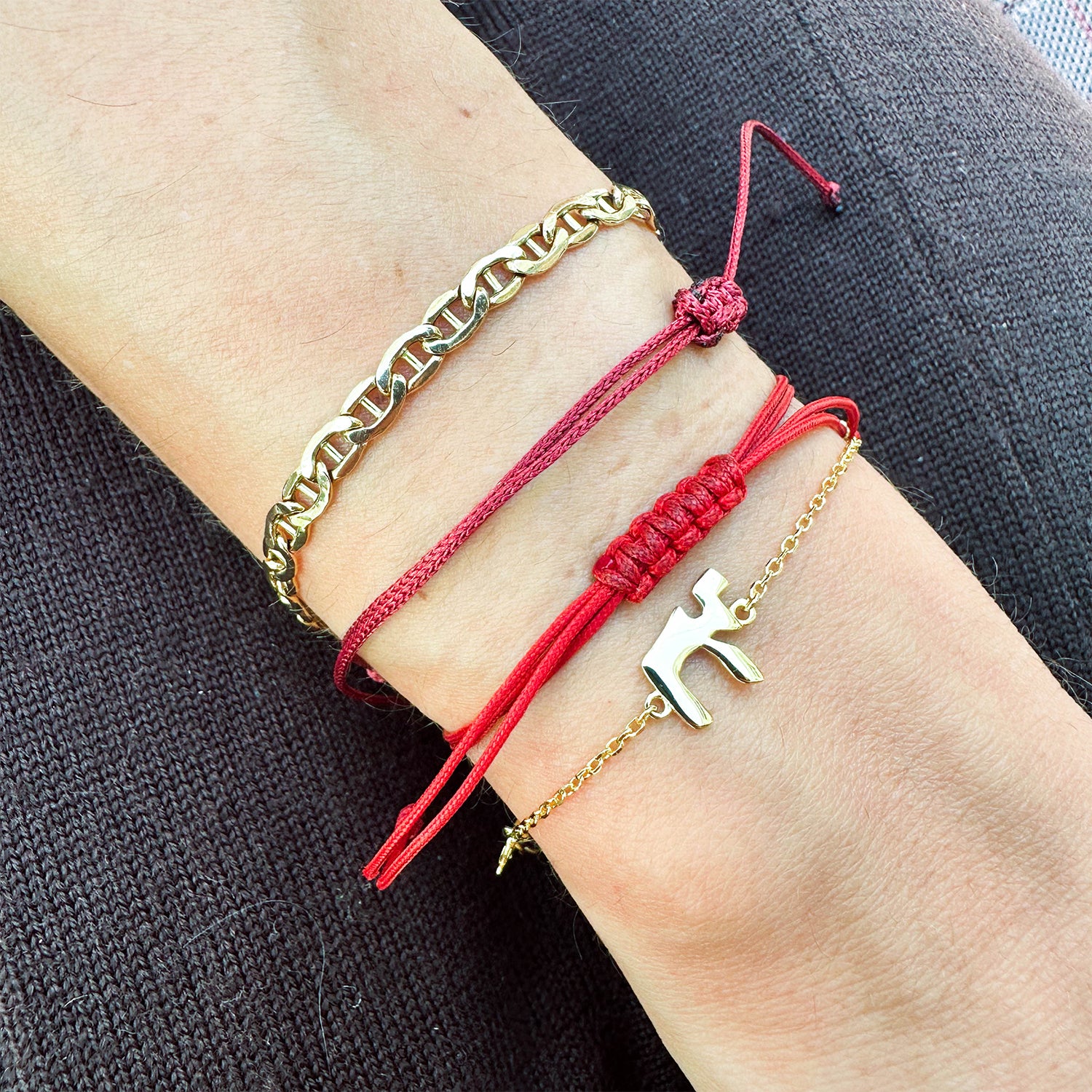 Gold Jewish Charm Bracelet