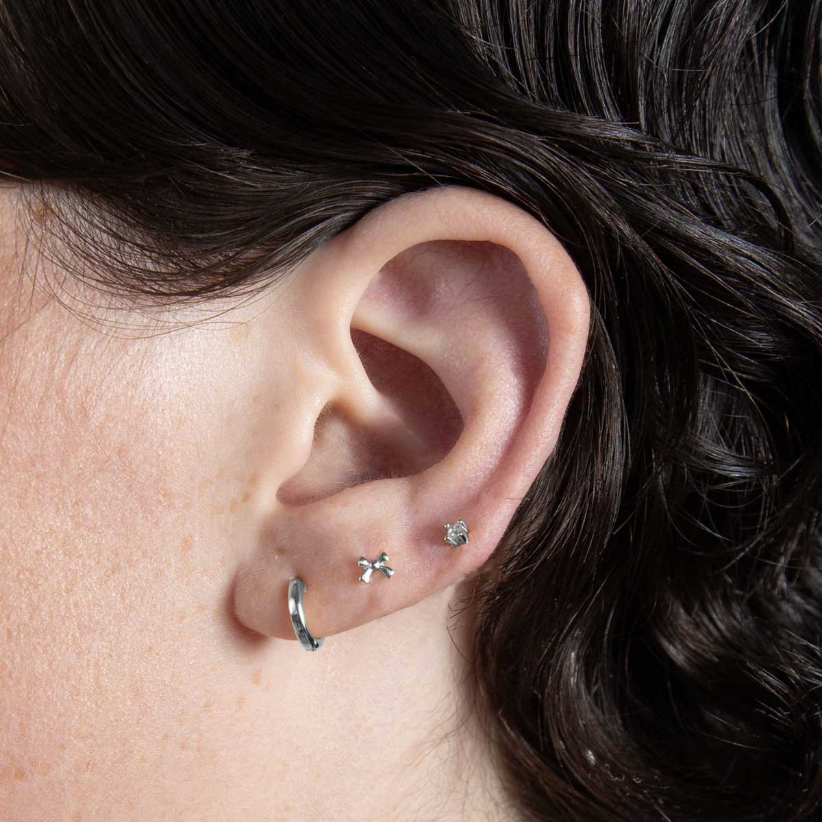 Micro Gold Bow Stud Earring