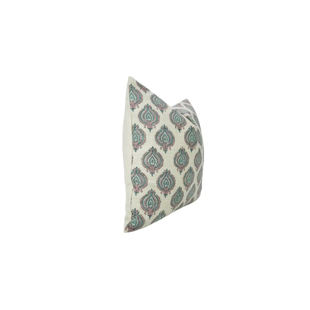 Bold Style Block Print Linen Blend Pillow Cover - Uday