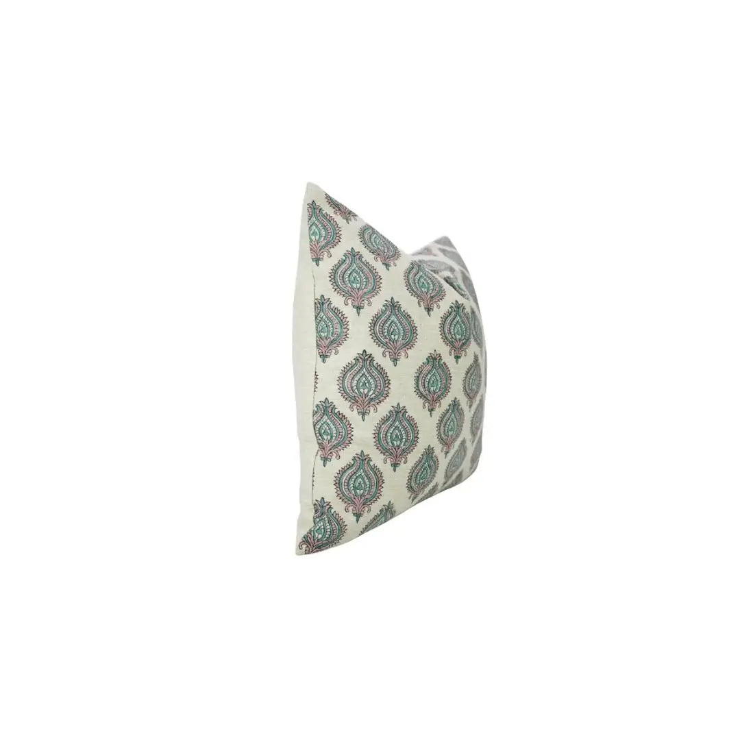 Bold Style Block Print Linen Blend Pillow Cover - Uday