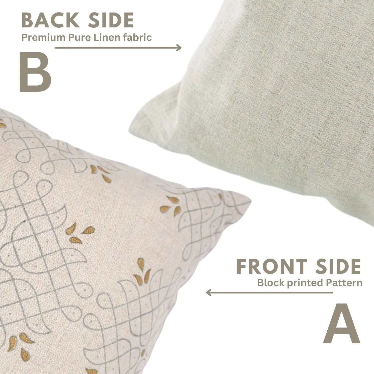 Hand Block Print Pure Linen Pillow Cover - Alpana