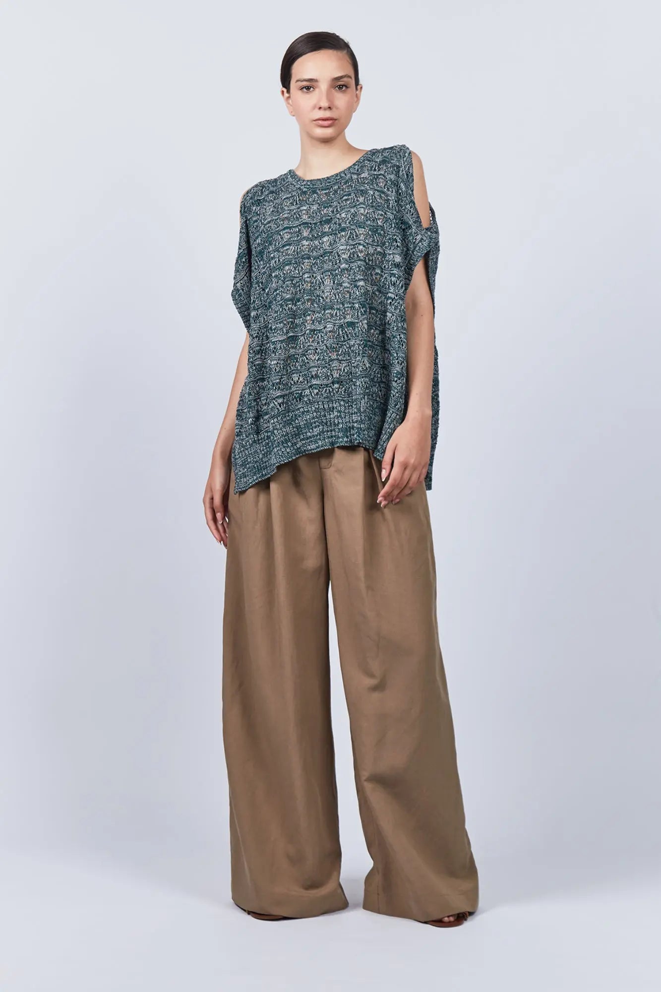 Baylee Poncho | Jade Green Melange