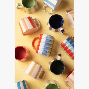 Ceramic Brown Stripe  Coffee cup- 220ml (Set of 2)