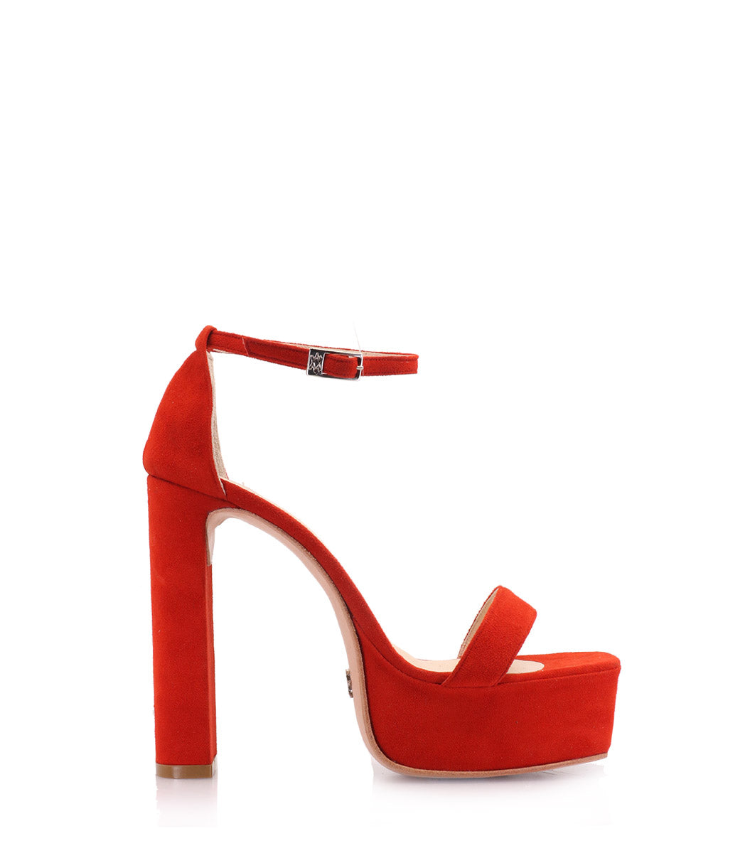 Cande Luxe Red Suede Platforms
