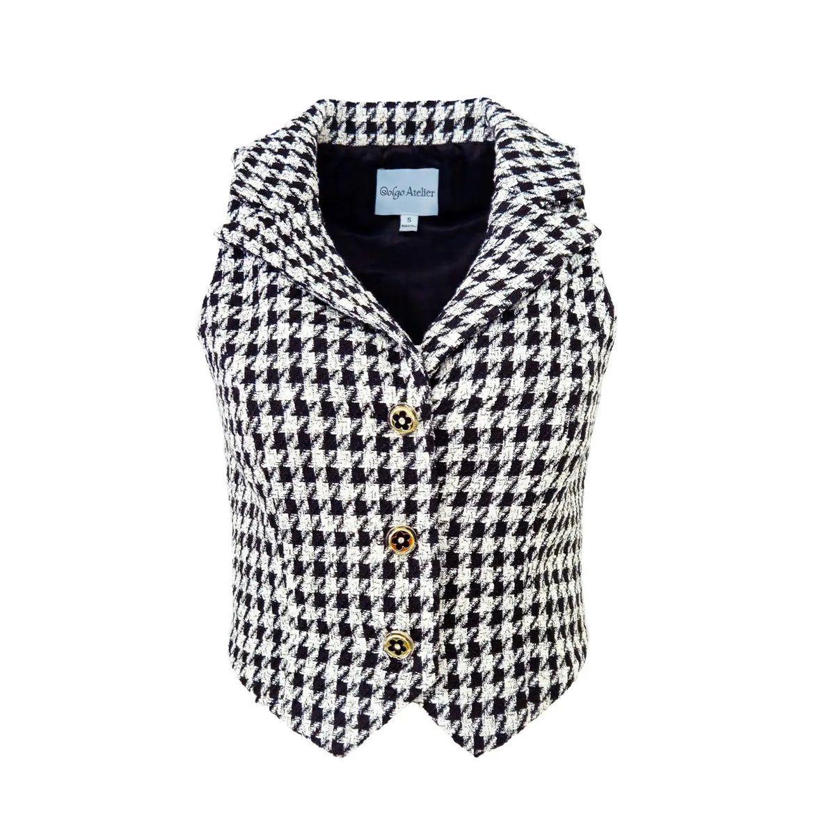 Valda Houndstooth Tweed Vest
