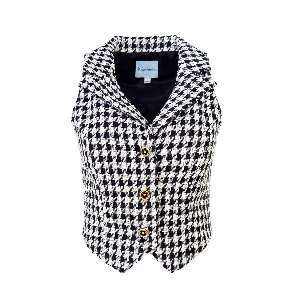 Valda Houndstooth Tweed Vest