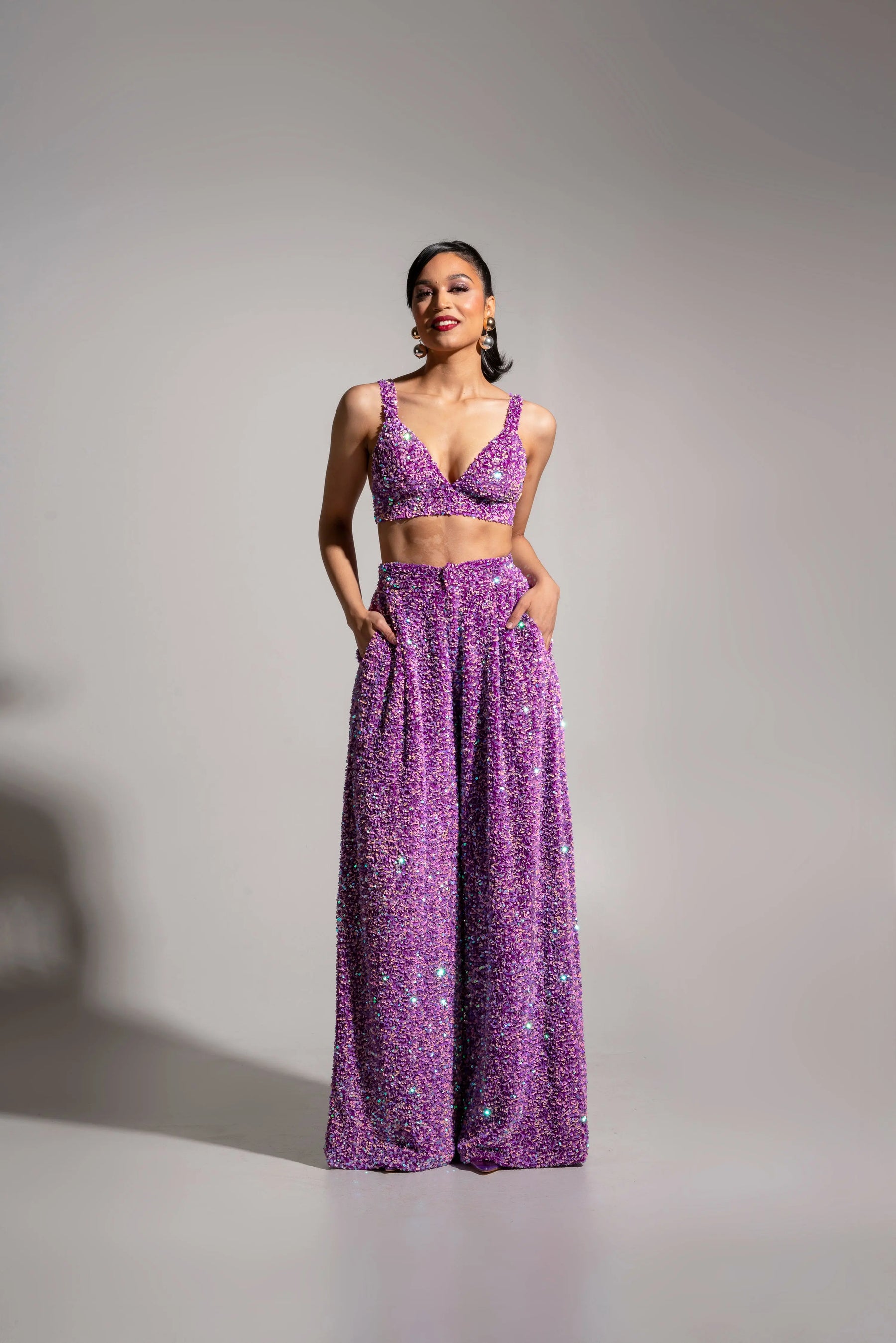 LIZA Sequin Bra Top in ALEXANDRITE