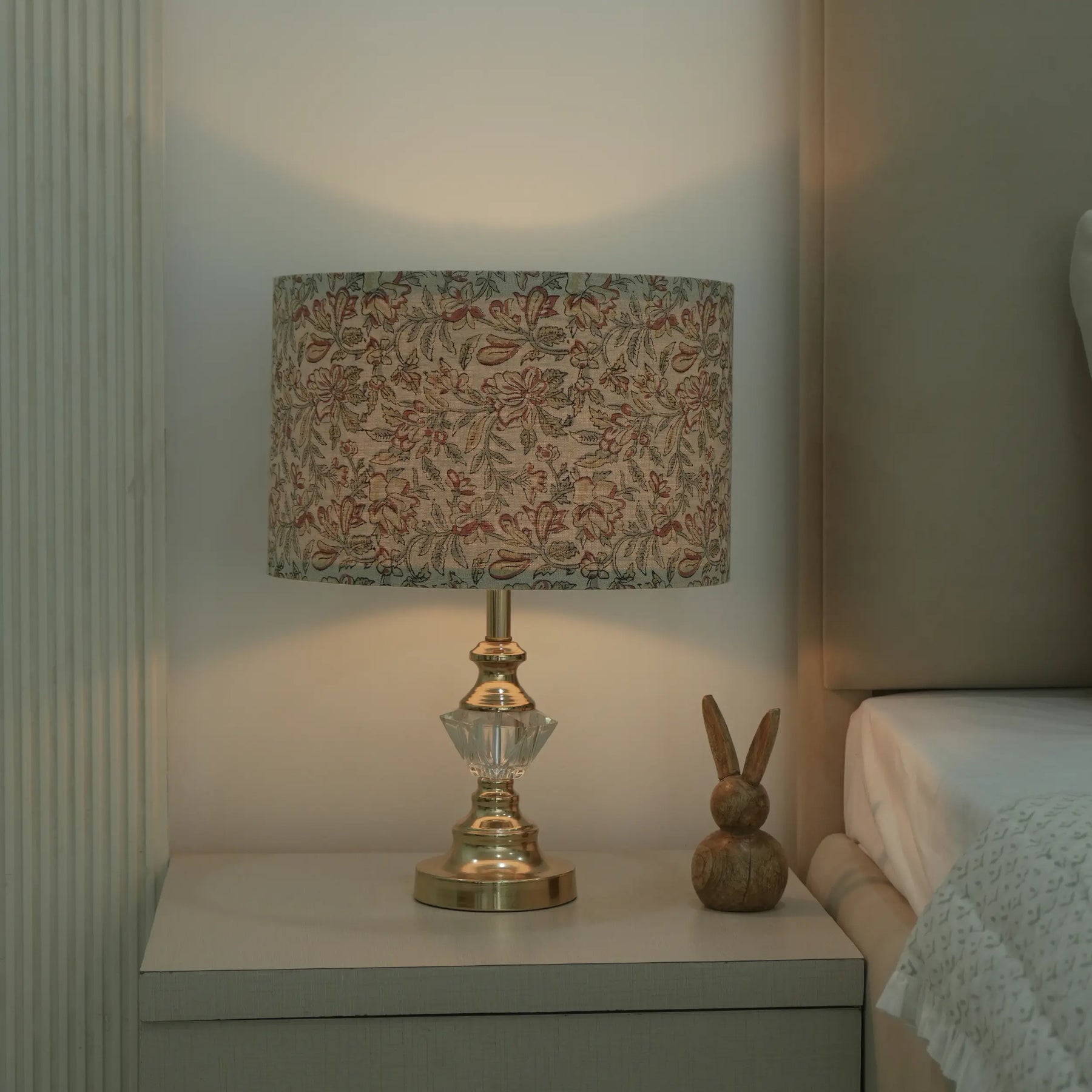 Floral Block Printed Fabric Pure Linen Lampshade – Qudrat