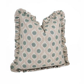 Handcrafted Block Print Linen Blend Frill Throw Pillow Cover - Raajbhog