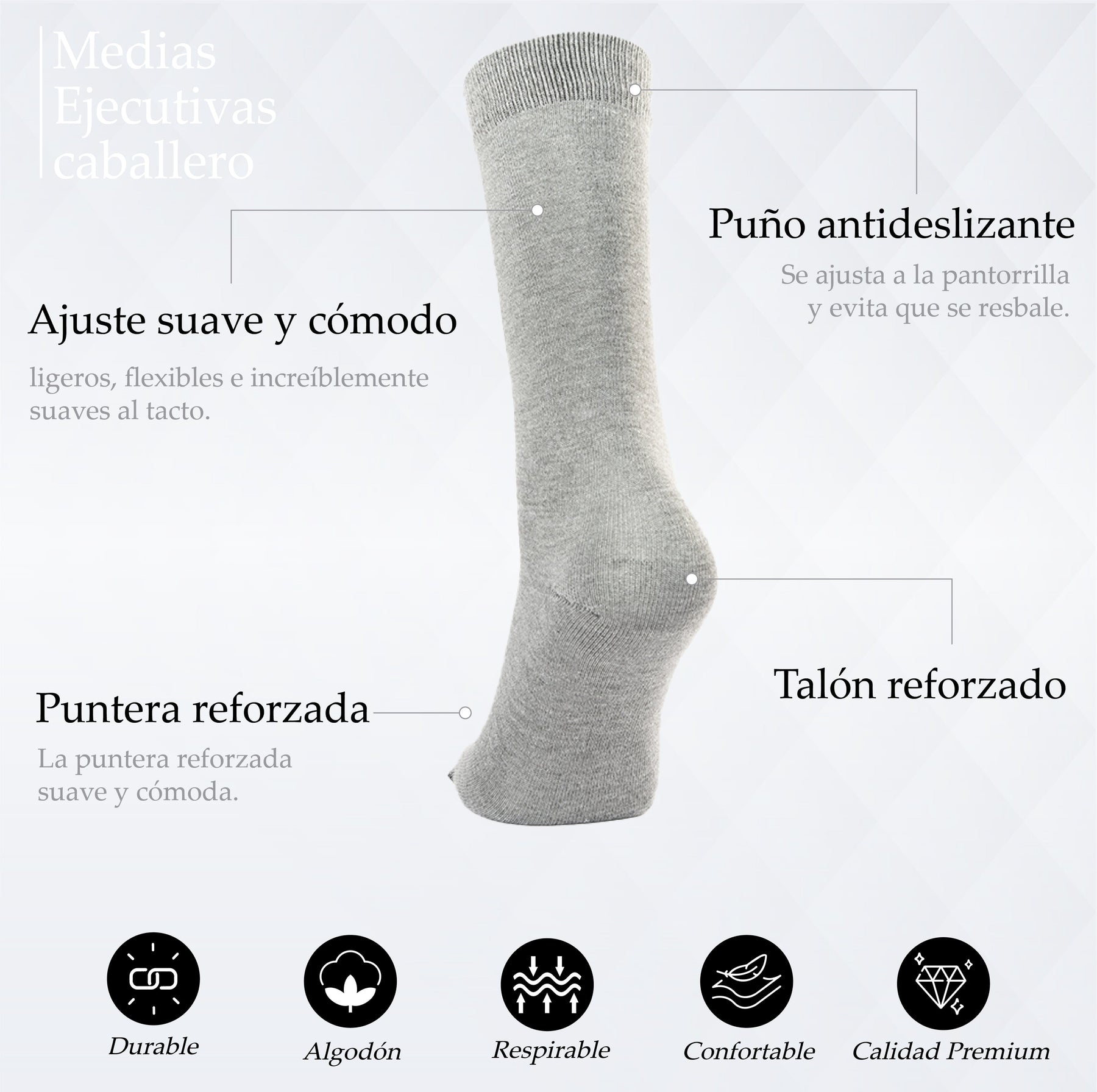 MEDIA EJECUTIVA PUNTA SIN COSTURA UNITARIA