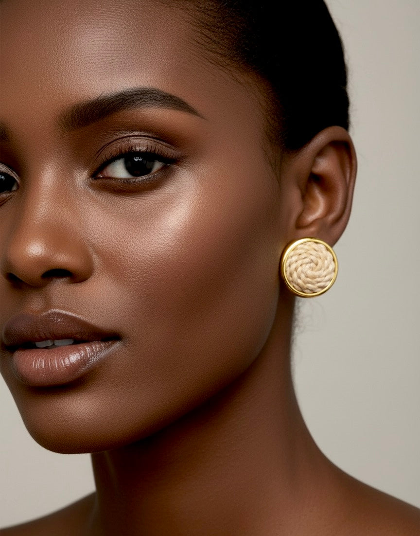 Lifungo Marachi Weave Brass Stud Earrings