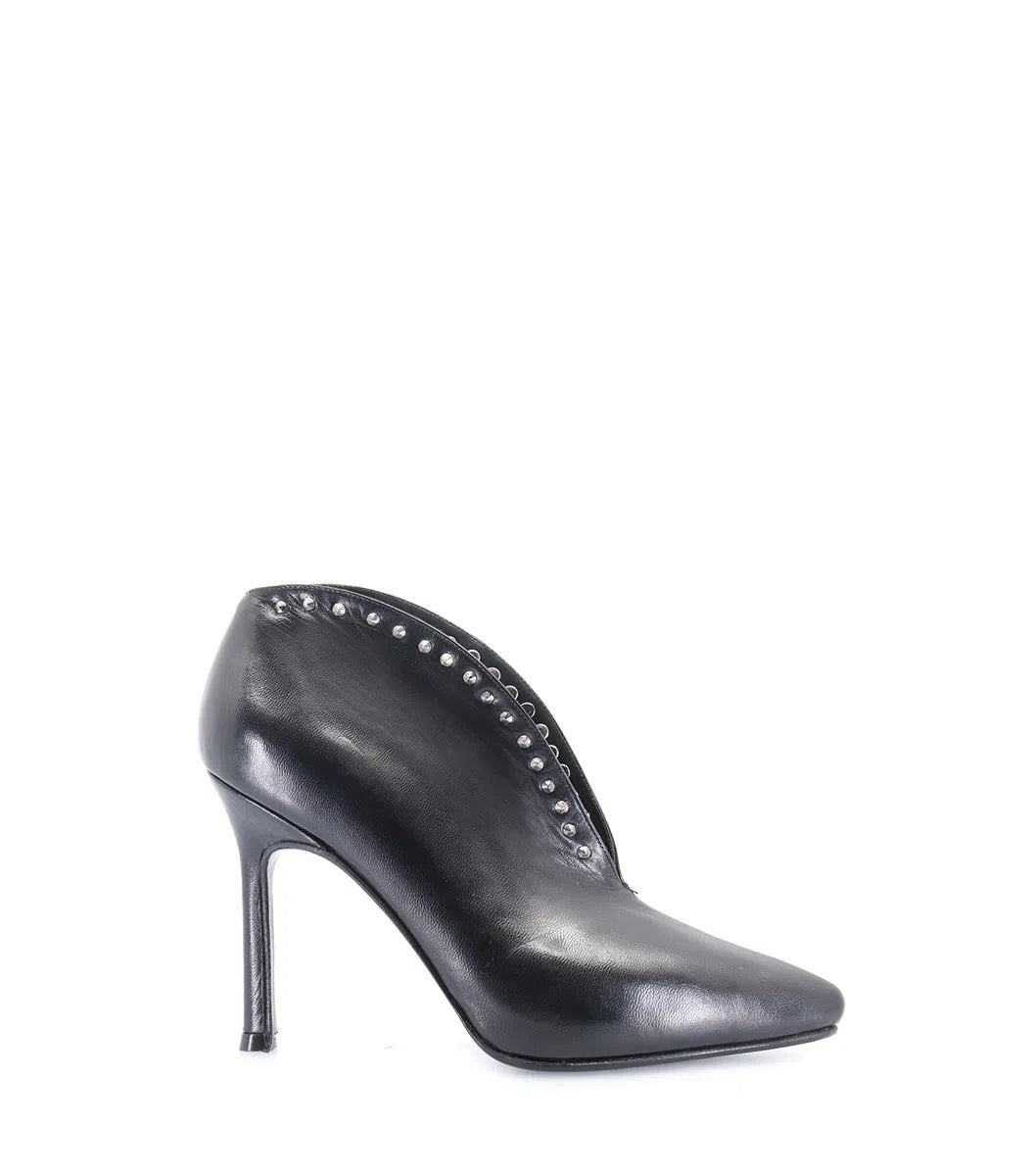 Chic Black Leather Booties with Studs Bowie