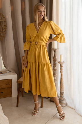 Peony Midi Dress - Honey Cream