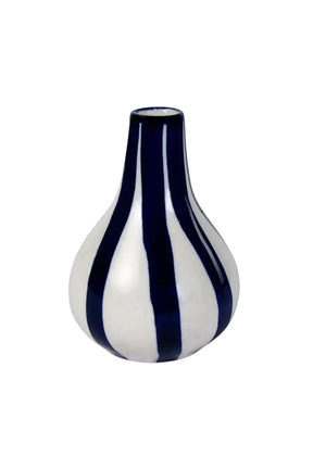Ceramic Stripe  Bud Vase - 3.5 X 3.5 X 4.75 Inches