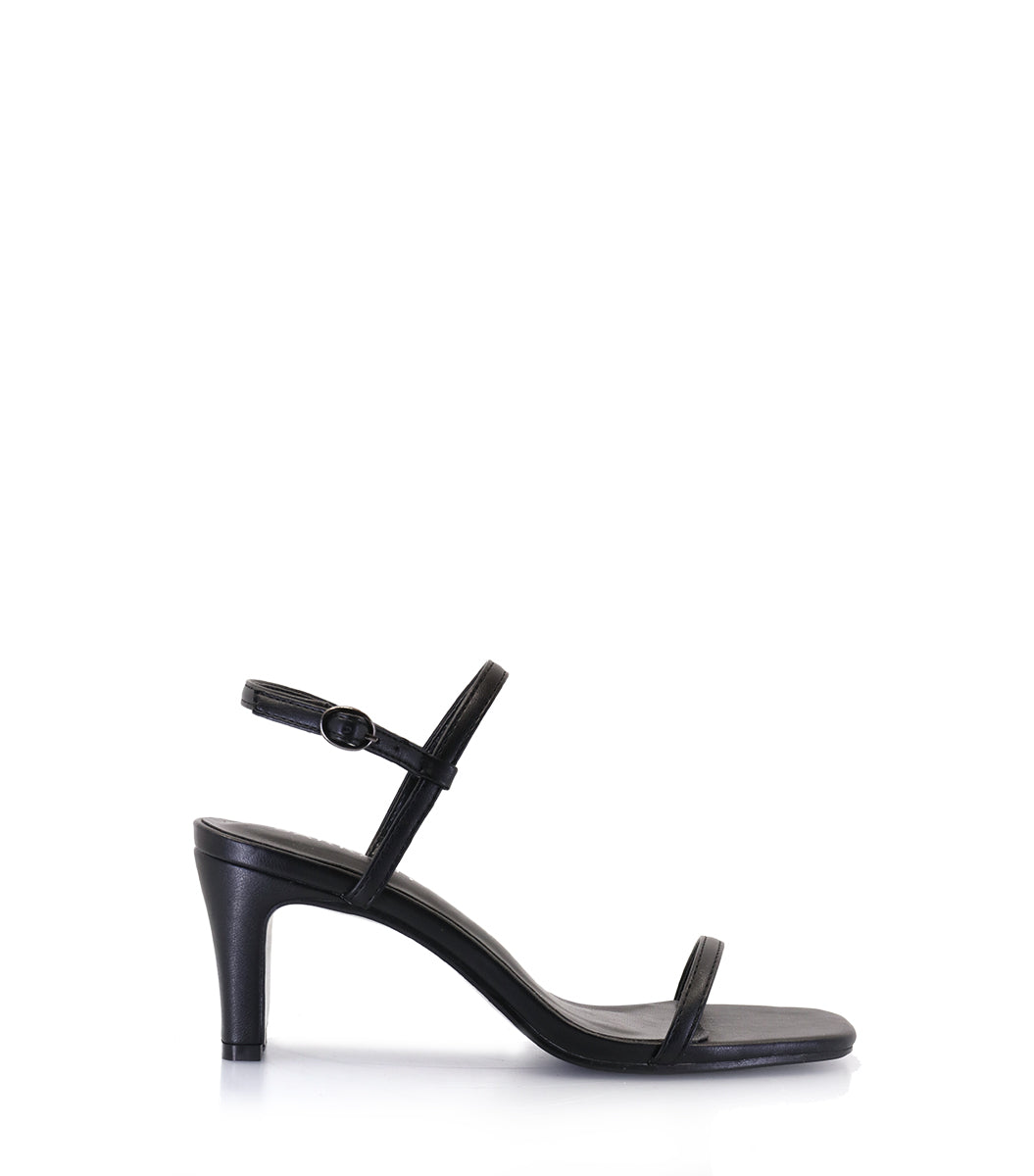 Elegant Eco-Leather Black Heel Sandals Arti