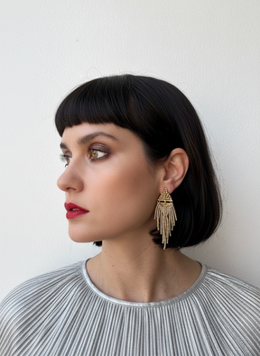 TRIANGLE FRINGE EARRINGS