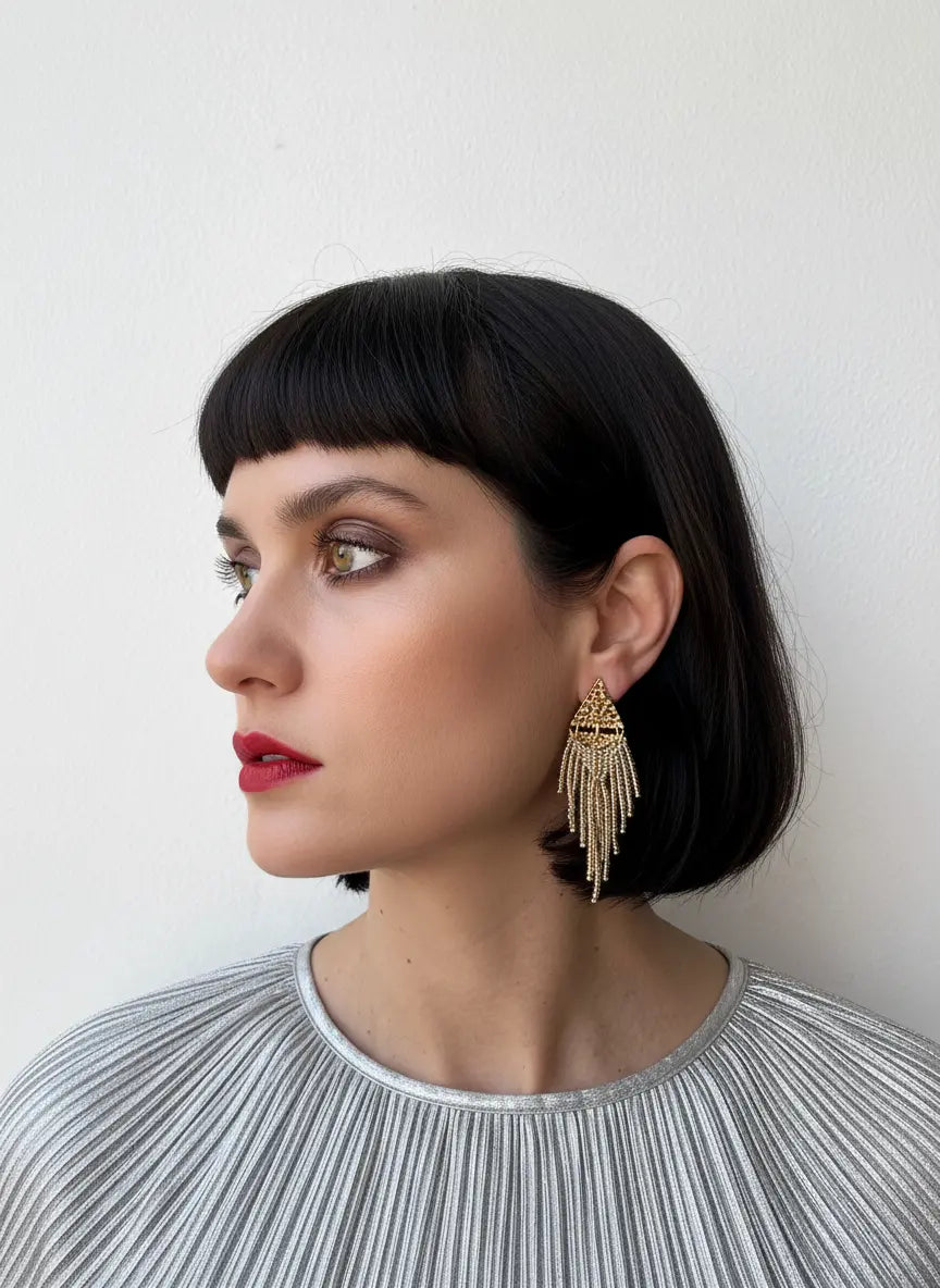 TRIANGLE FRINGE EARRINGS