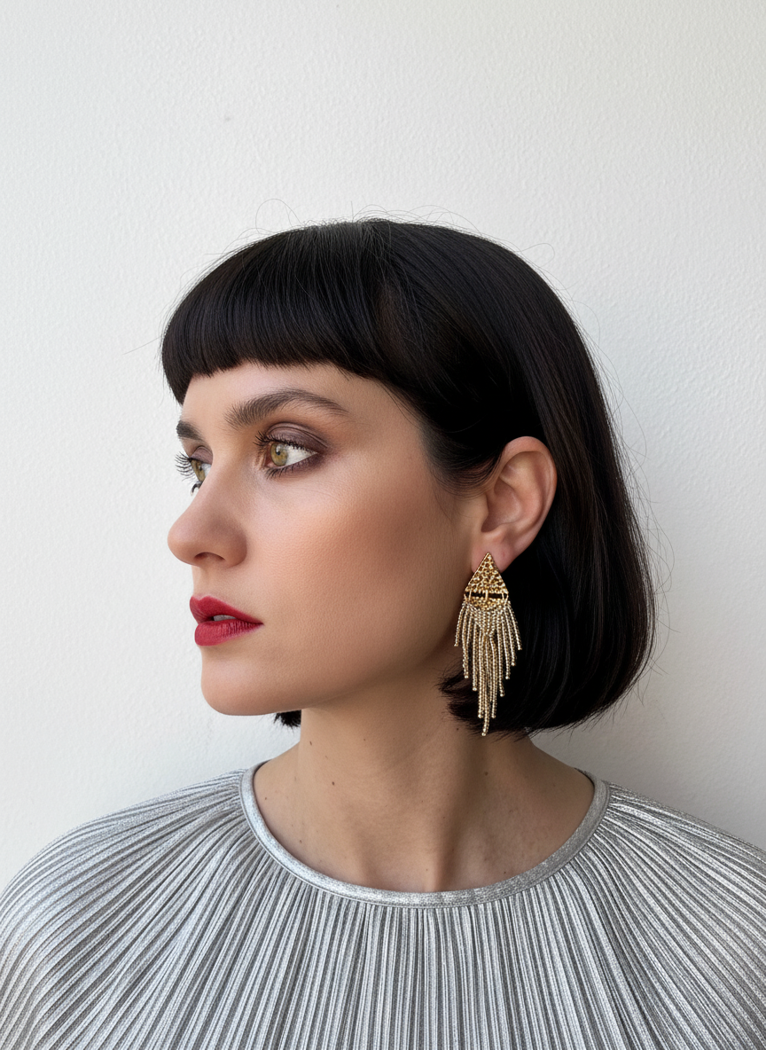 TRIANGLE FRINGE EARRINGS