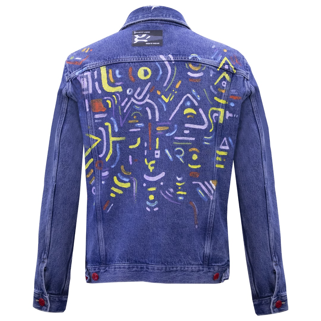 Denim jacket with colorful painted design