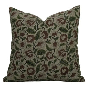 Vintage Hand Block Print Thick Linen Pillow Cover- Mandakini