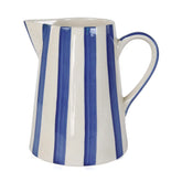Ceramic Stripe Pitcher, Blue - 8.25x8.25x8 Inches