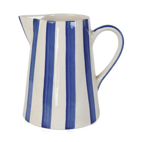 Ceramic Stripe Pitcher, Blue - 8.25x8.25x8 Inches