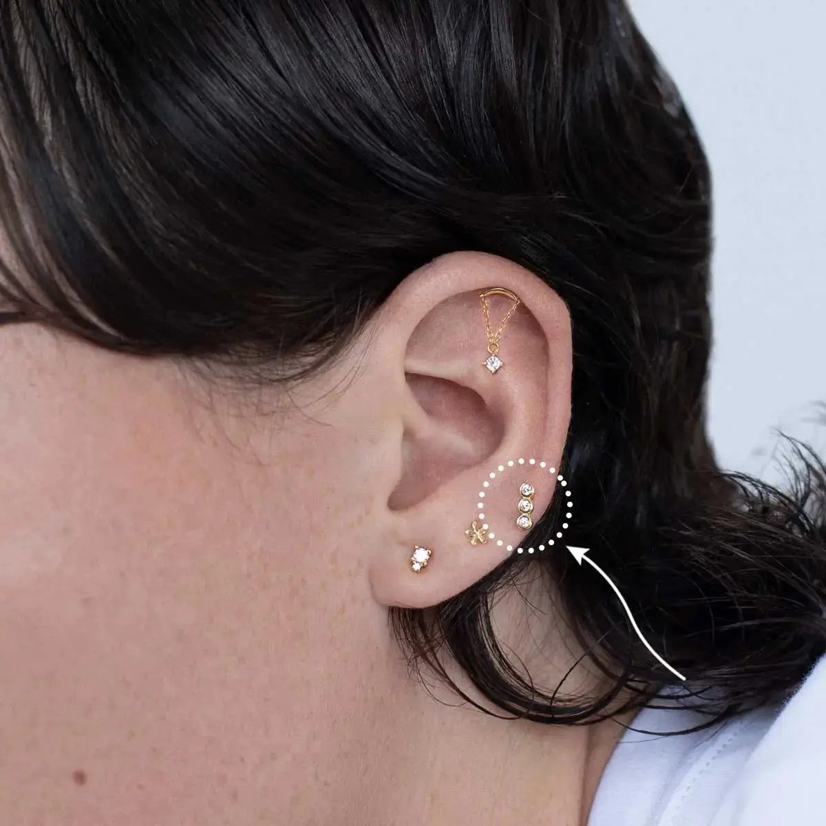Triple Round Pavé Silver Stud Earrings