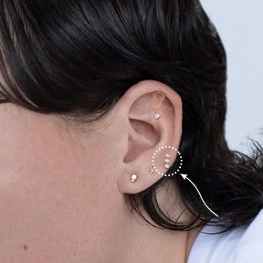 Triple Round Pavé Silver Stud Earrings