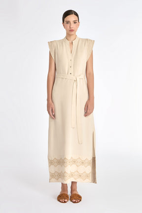 Denver Artisan Embroidered Dress | Ecru