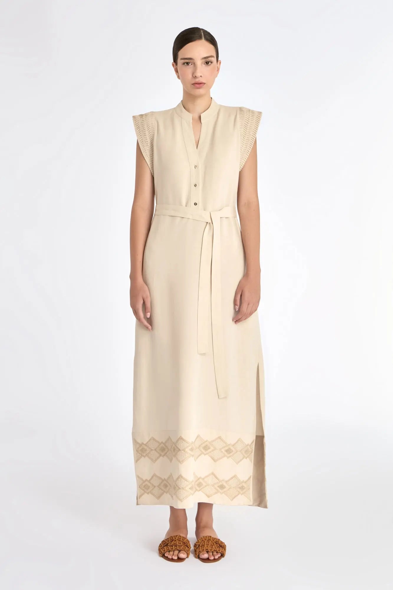 Denver Artisan Embroidered Dress | Ecru