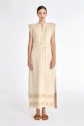 Denver Artisan Embroidered Dress | Ecru