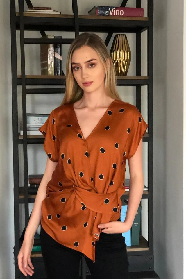 Tango Dot Wrap Blouse