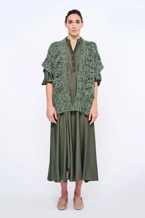 Dayana Alpaca Fringe Poncho | Olive Melange