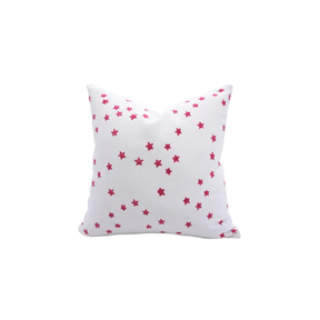 Artistic Hand-Carved Block Print Design Thick Cotton White Pillow Cover- Star