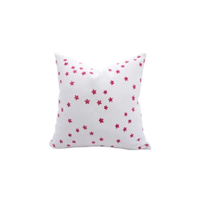 Artistic Hand-Carved Block Print Design Thick Cotton White Pillow Cover- Star