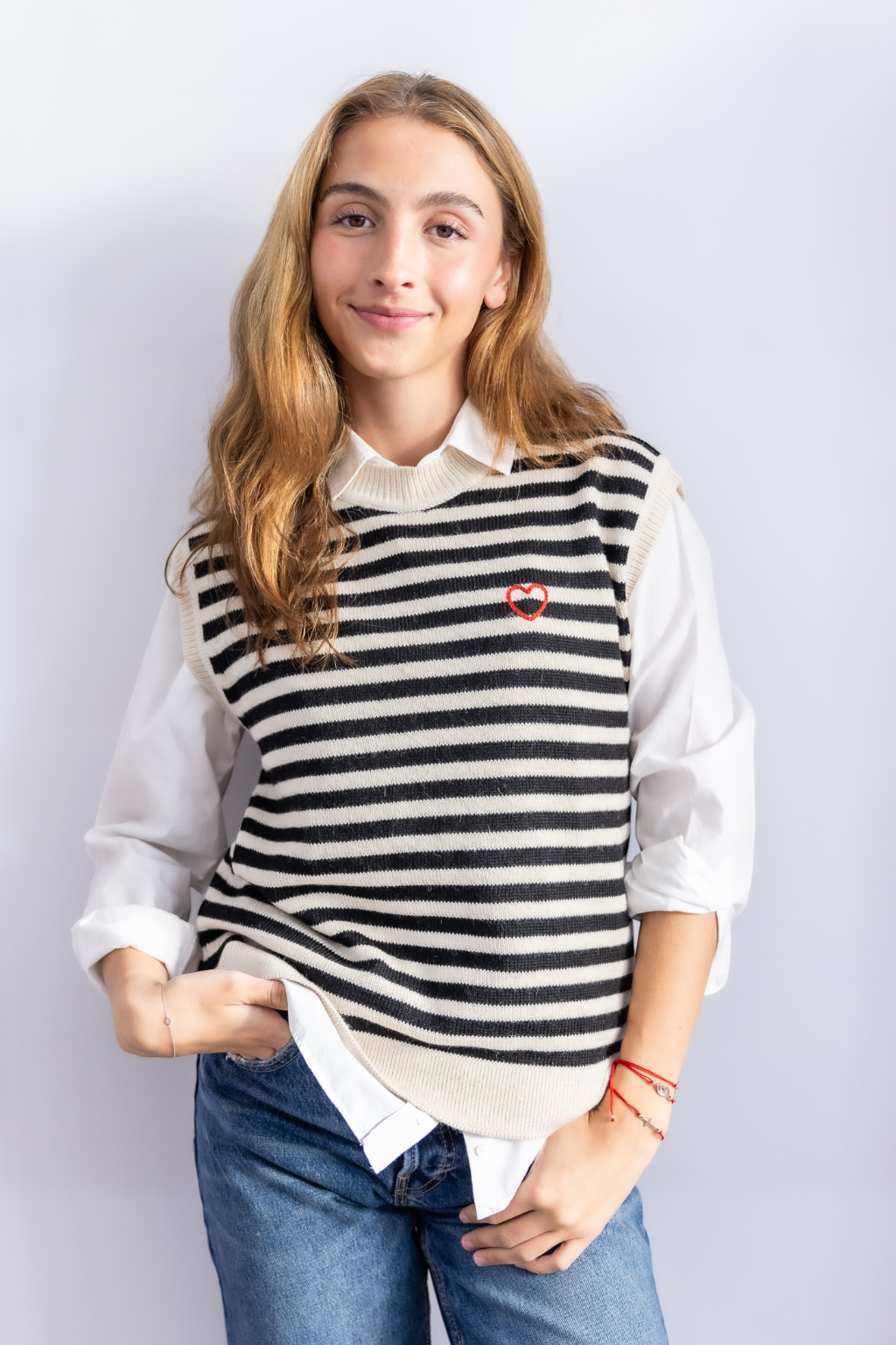 Stripped knitted Vest baby alpaca wool
