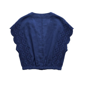 Flutter Sleeve Top Navy
