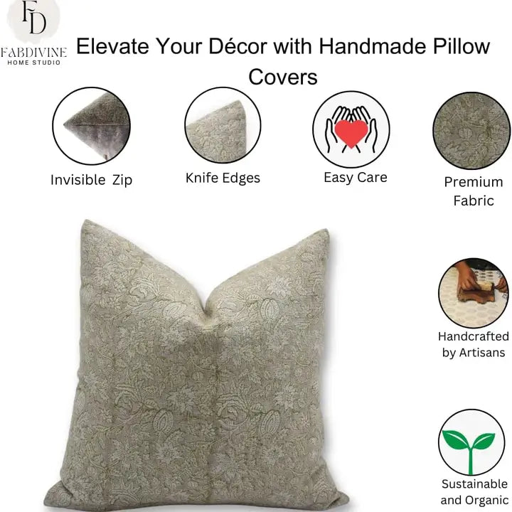 Floral DesignThick Linen Cushion Cover - Manikarnika