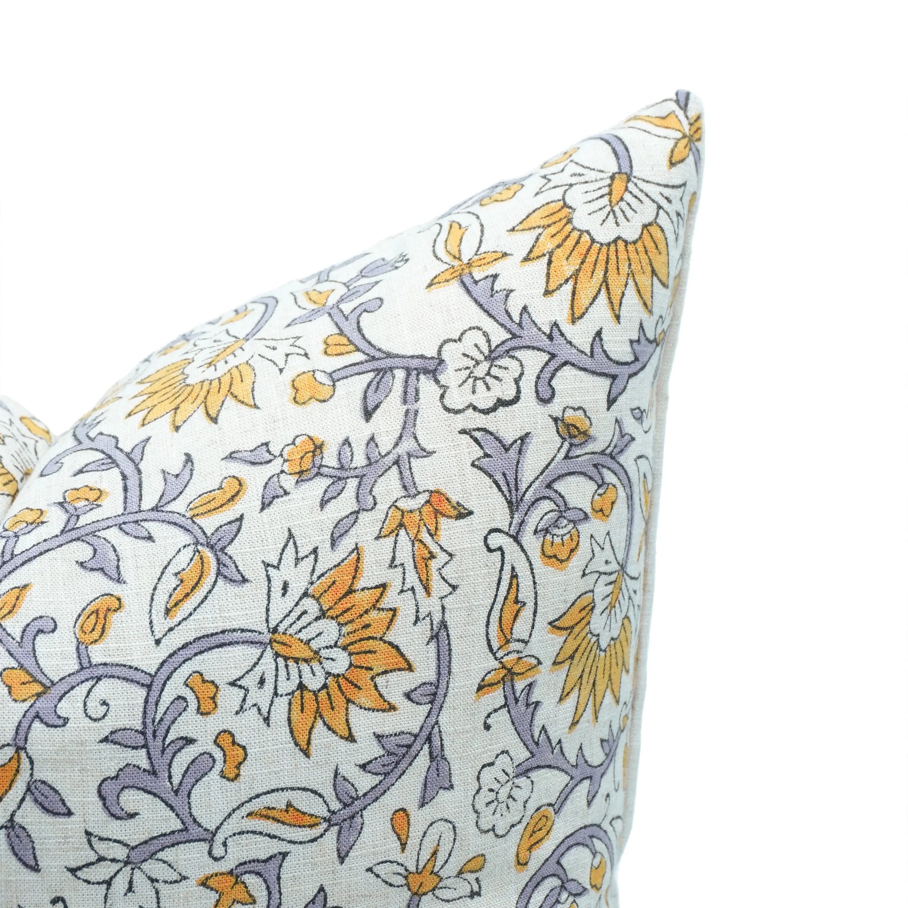 Decorative Block Print Viscose Linen Pillow Cover - Madhav