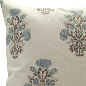 Floral Handmade Stylish Block Printed Pure Linen Cushion Cover - Swadesh