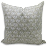 Bohemian Hand Block Printed Thick Cotton White Cushion Cover - Mashroom