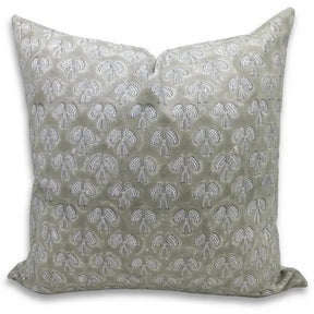 Bohemian Hand Block Printed Thick Cotton White Cushion Cover - Mashroom