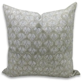 Bohemian Hand Block Printed Thick Cotton White Cushion Cover - Mashroom