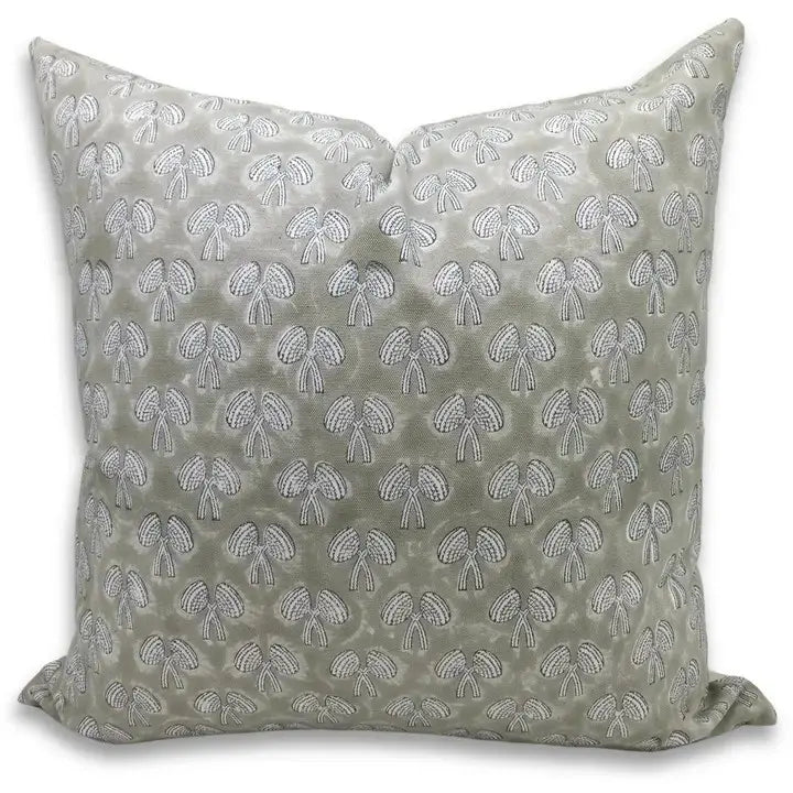 Bohemian Hand Block Printed Thick Cotton White Cushion Cover - Mashroom