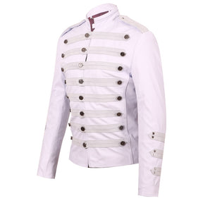 White Leather Jacket with Suede Details