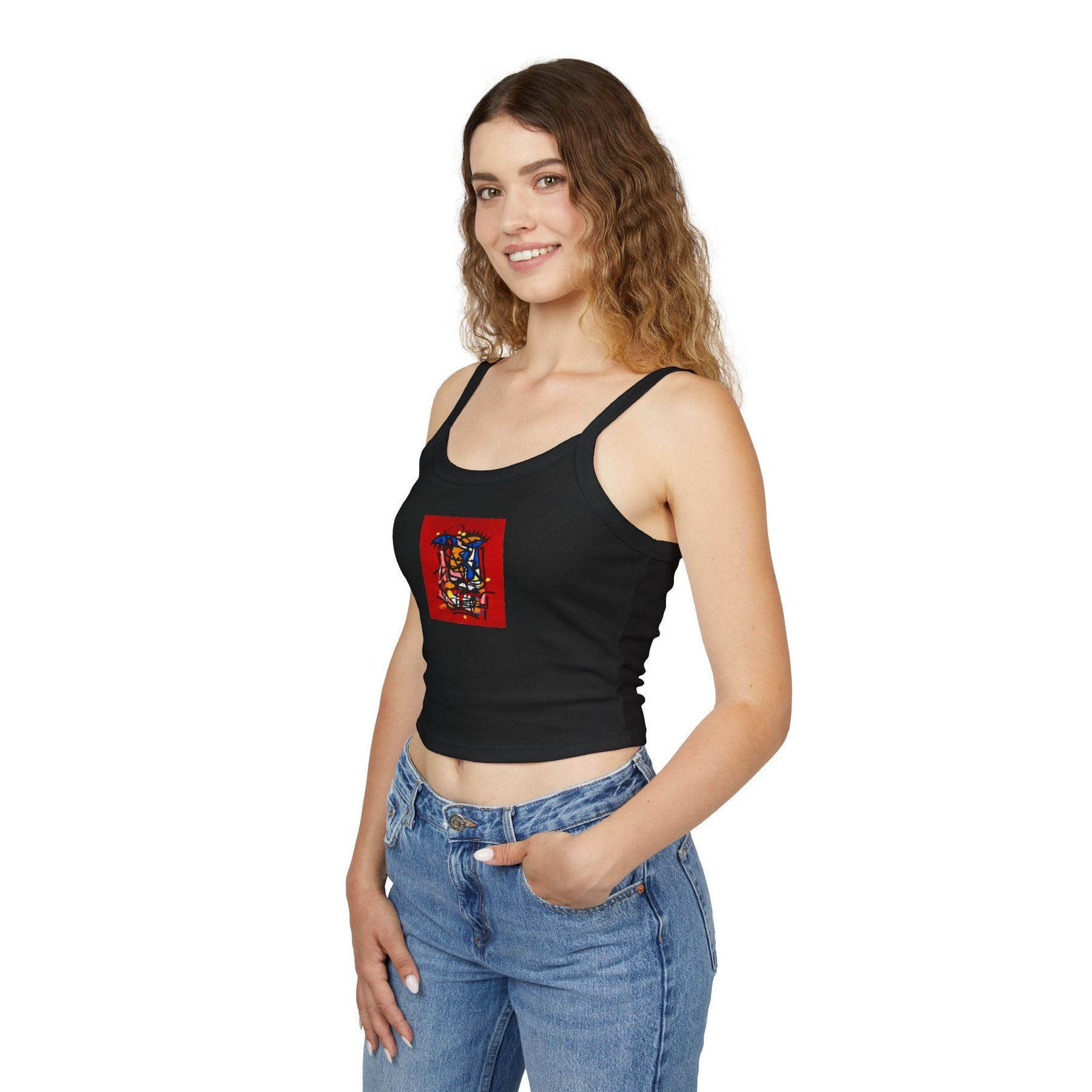 Colorful Art-Inspired Women's Spaghetti Strap Tank Top, Summer Fashion, Festival Wear, Perfect for Casual Outings, Gift for Art [...]