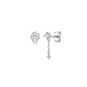 Gold Asymmetrical Earring Pave Set
