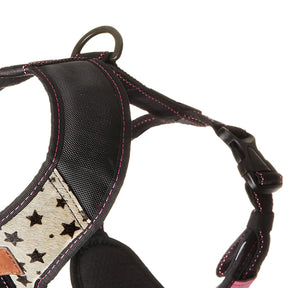 Premium Leather Easy Fit No-Pull Harness ~ Stars & Fuchsia